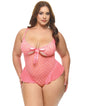 Aubrielle Diamond Mesh Underwire Teddy - Pink 2X