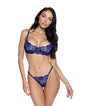 Garden of Eden Metallic Embroidered Underwire Top w/Panty 2 pc Set - Navy XL