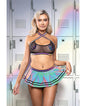Ready Let's Glow Flash Reflective Mesh Top w/Skirt, G-String & Pom-Pom Pasties 4 pc Set - Multi Color S/M