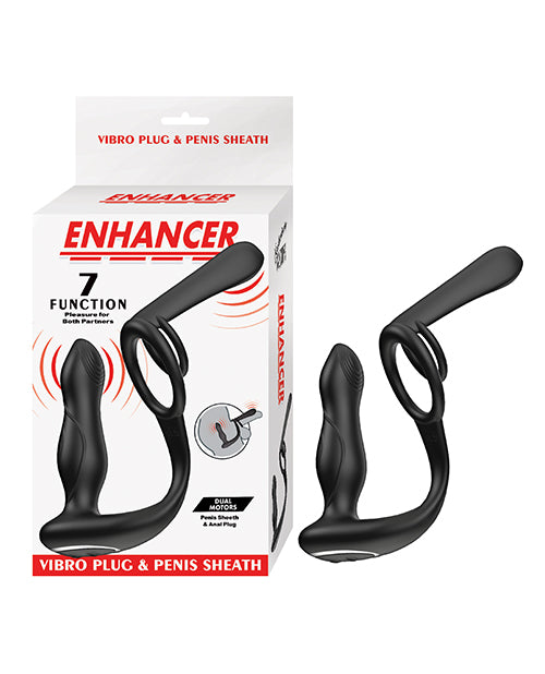 Enhancer Vibro Plug & Penis Sheath - Black by Nasstoys