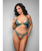Temptress Aerin Lace Bra w/Removable Chain & Panty 2 pc Set - Green S/M