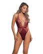 Beaded Belle Metallic Embroidered w/Bead Lace Teddy - Red/Gold SM