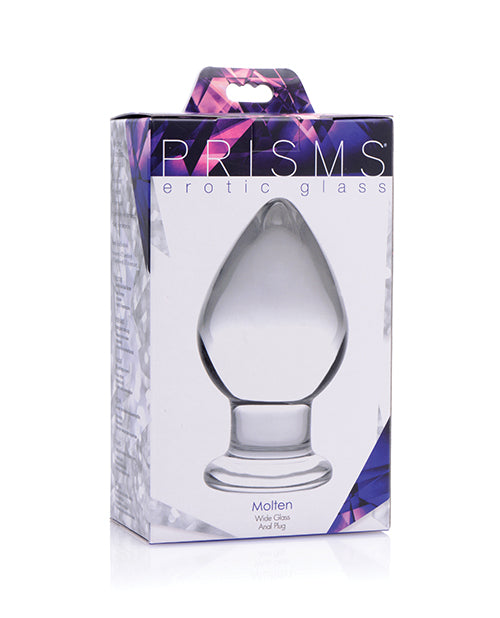 Prisms Erotic Glass Molten Wide Glass Butt Plug - Clear