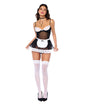 French Maid Underwire Dress, Apron, Head Band & Panty 5 pc Set - Black/White S/M
