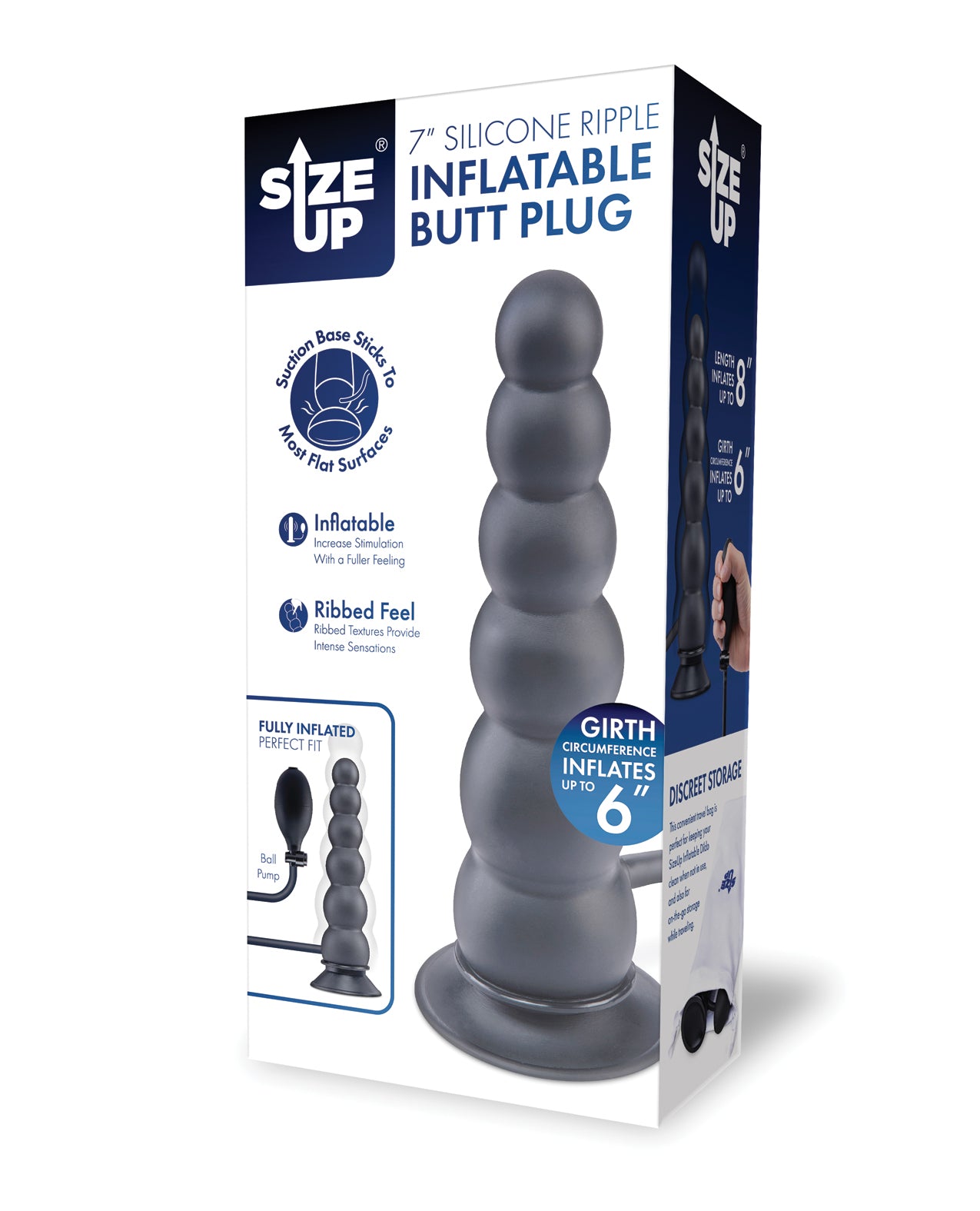 Size Up 7 Inch Silicone Ripple Inflatable Butt Plug