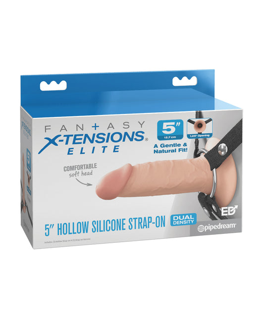 Fantasy X-Tensions Elite 5" Silicone Hallow Strap-On Dual Density - Light by Fantasy X-tensions
