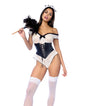 French Maid Lace Bodysuit w/Head Piece 2 pc Set (Accessories not included) - Black/White L/XL