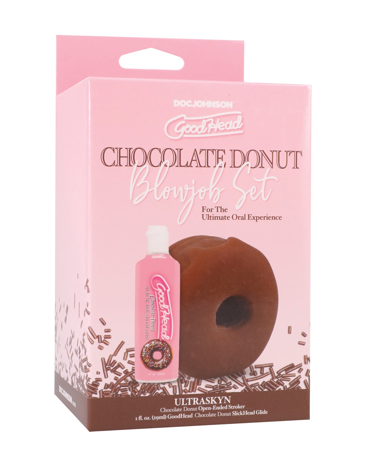 GoodHead - Chocolate Donut Blowjob Set Includes Stroker & Slick Head Glide - 1 oz Bottle Choc.