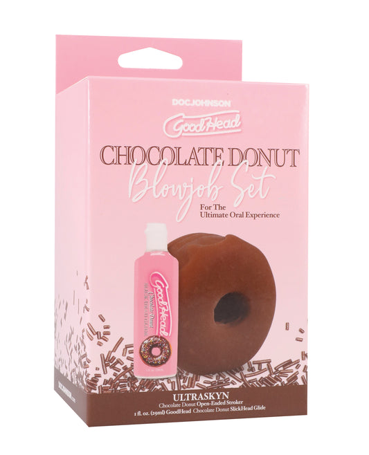GoodHead - Chocolate Donut Blowjob Set Includes Stroker & Slick Head Glide - 1 oz Bottle Choc. by GoodHead