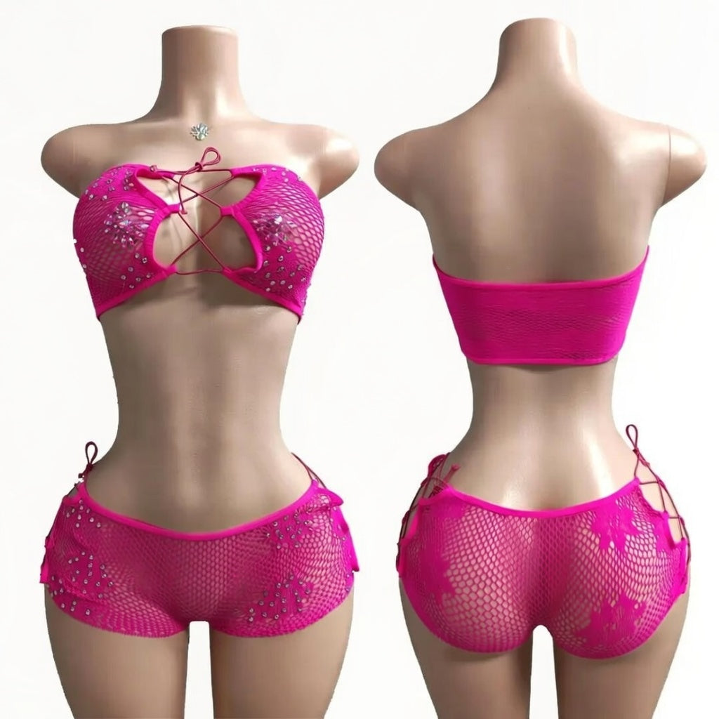 Hot Nights- Trust Fund Rhinestone 2pc Short Set