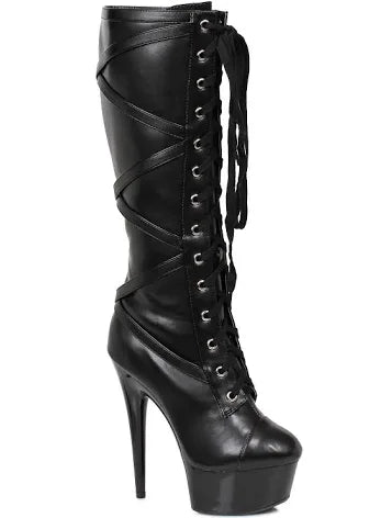 Ellie 6" Lace Up Platform Boot W Inner Pocket- Blk