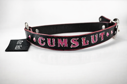 Get Fk’d - Handcrafted Genuine Leather Collar/Cuffs – "C*m Sl*t" by Lisa's Custom Leathercraft & Repair