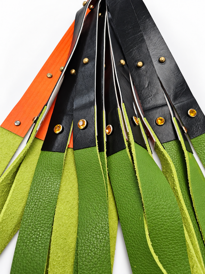 BluBeary Creations | Pumpkin Leather Flogger | Handmade Genuine Leather by BluBeary Creations