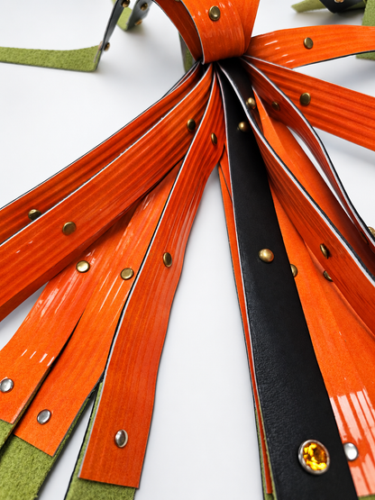 BluBeary Creations | Pumpkin Leather Flogger | Handmade Genuine Leather by BluBeary Creations