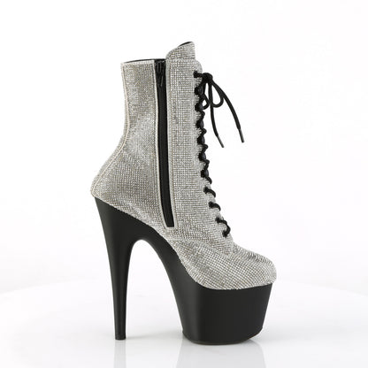 Pleaser- Adore 7" Heel Silver Rhinestone Embellished Ankle Boot