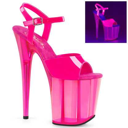 Pleaser- 8" Heel UV Reactive Ankle Strap Sandal