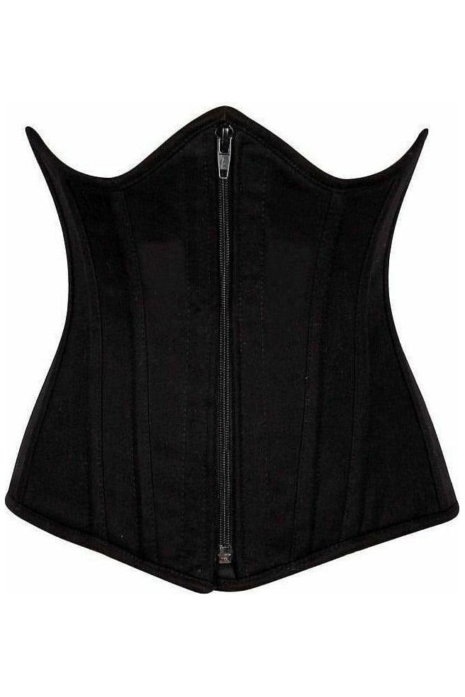 Top Drawer Black Cotton Underbust Steel Boned Corset
