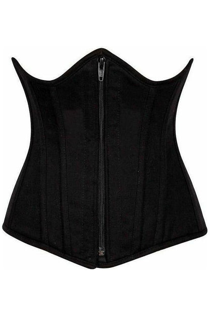 Top Drawer Black Cotton Underbust Steel Boned Corset
