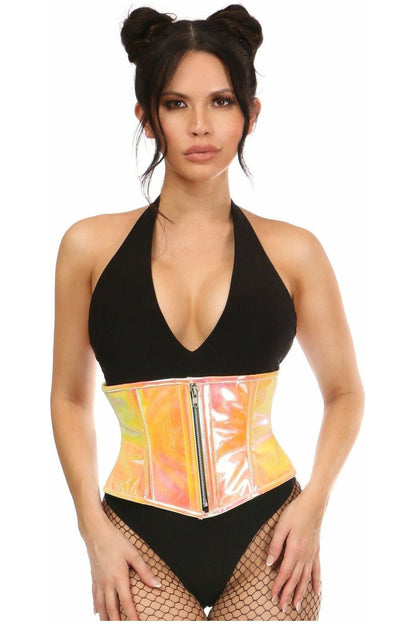 Top Drawer Yellow/Pink Holo Steel Boned Mini Cincher