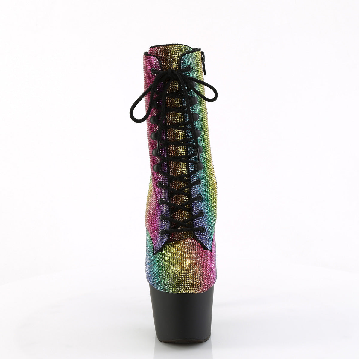 Pleaser- 7" Heel Rainbow Rhinestone Embellished Ankle Boot