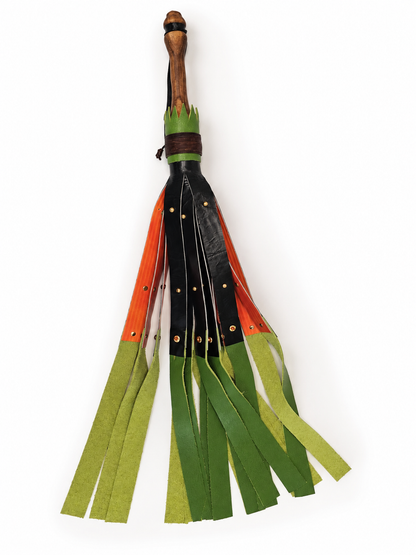 BluBeary Creations | Pumpkin Leather Flogger | Handmade Genuine Leather by BluBeary Creations