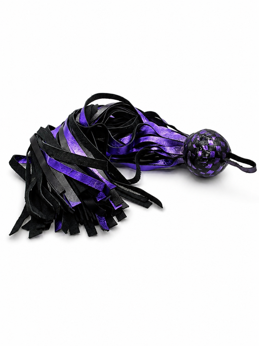Get Fk'd - Handcrafted Purple & Black Genuine Leather Flogger