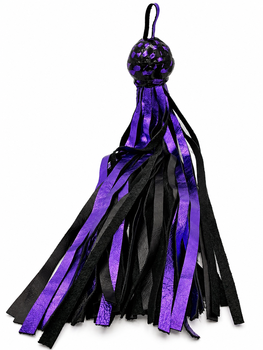 Get Fk'd - Handcrafted Purple & Black Genuine Leather Flogger by Lisa's Custom Leathercraft & Repair