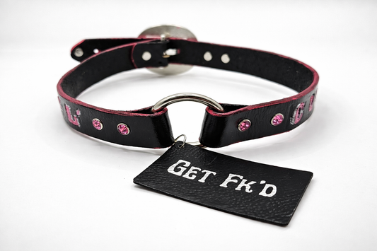 Get Fk’d - Handcrafted Genuine Leather Collar/Cuffs – "C*m Sl*t"