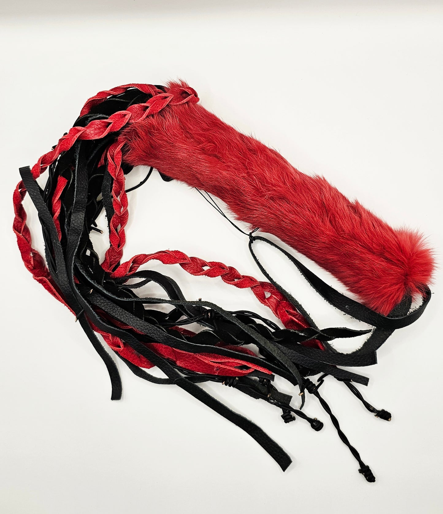 Lisa's Custom Leather Barbed-wire & Rabbit Fur Flogger