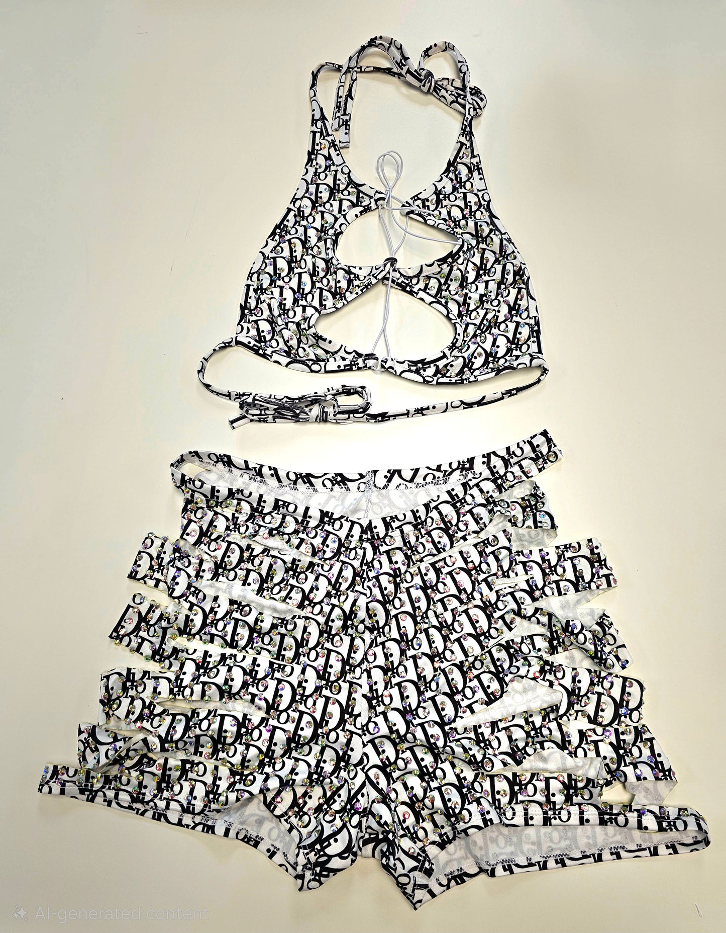 Hot Nights- VIP Rhinestone 2pc Short Set