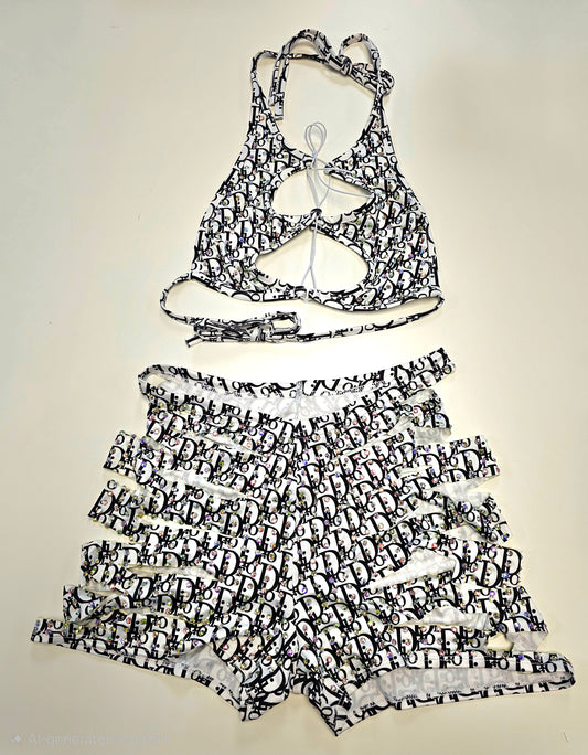 Hot Nights- VIP Rhinestone 2pc Short Set by Hot Nights