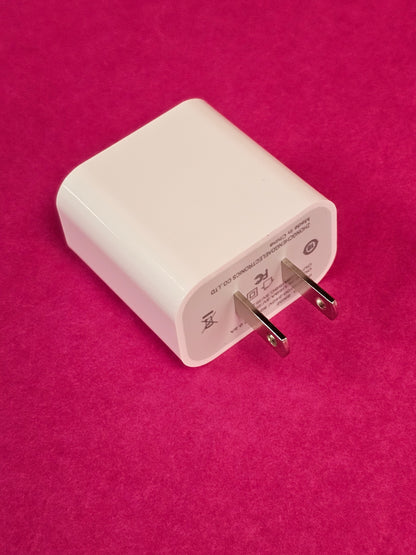 20W Fast Charging Dual Port USB-C & USB-A Block Adapter, US Plug