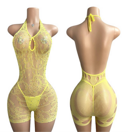 Hot Nights- Sweet Heart Rhinestone Short 2pc Set