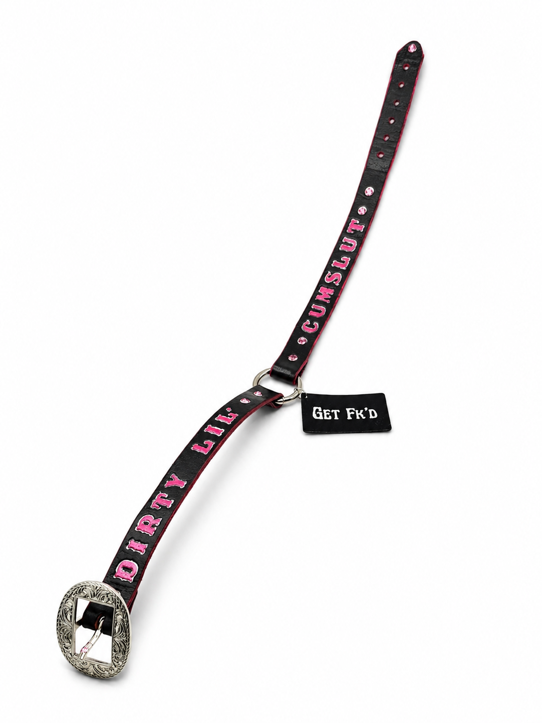 Get Fk’d - Handcrafted Genuine Leather Collar/Cuffs – "C*m Sl*t" by Lisa's Custom Leathercraft & Repair