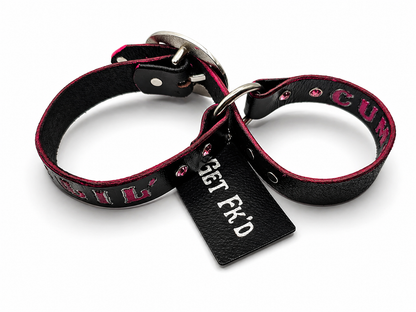 Get Fk’d - Handcrafted Genuine Leather Collar/Cuffs – "C*m Sl*t" by Lisa's Custom Leathercraft & Repair