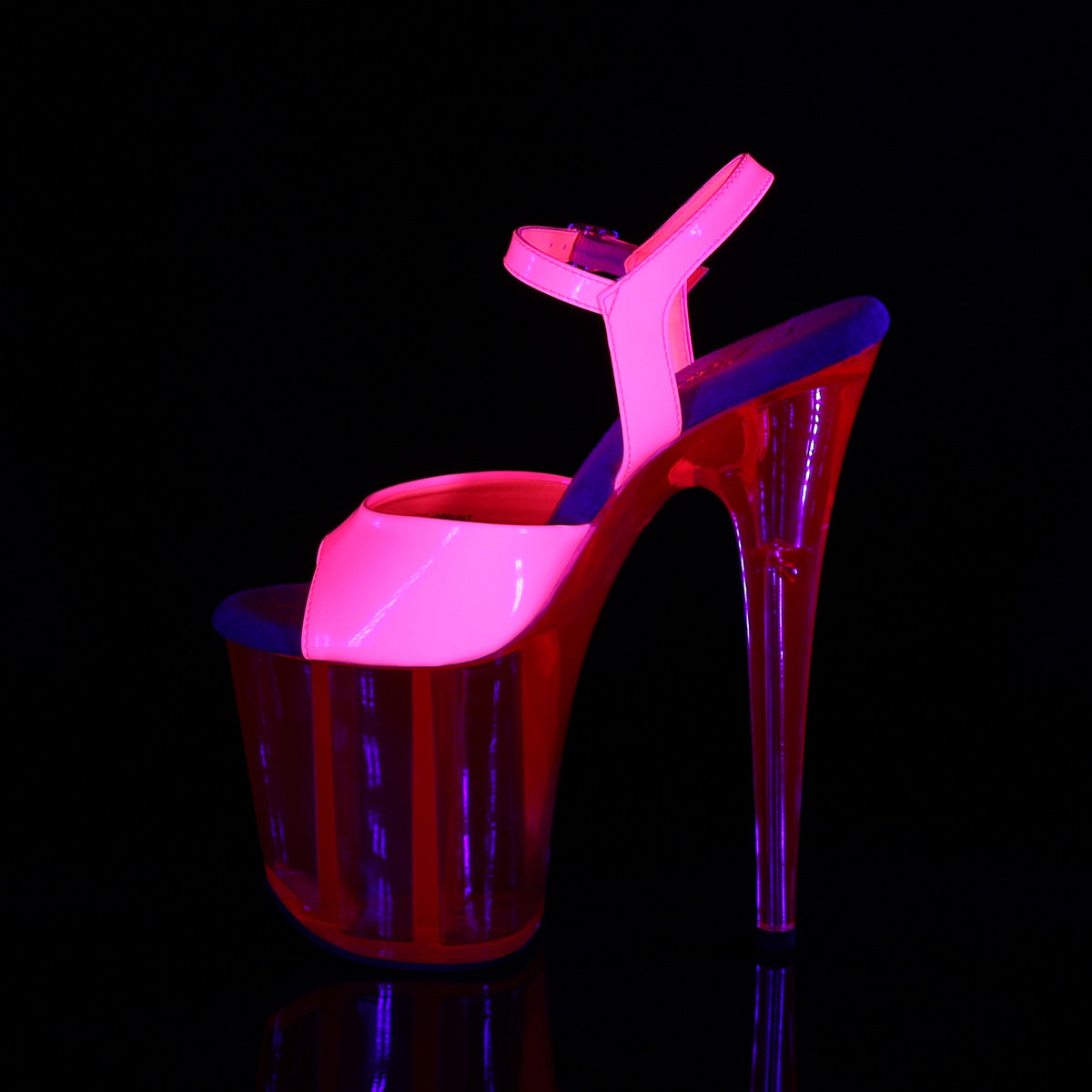 Pleaser- 8" Heel UV Reactive Ankle Strap Sandal