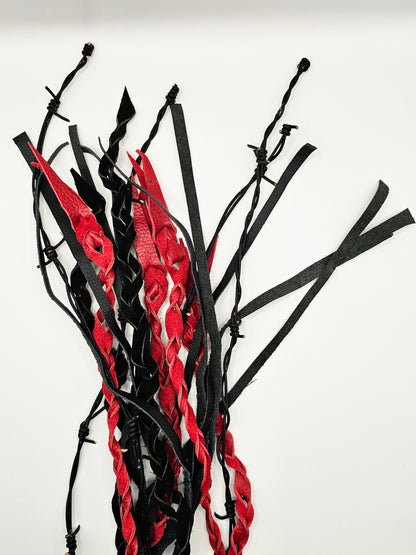 Lisa's Custom Leather Barbed-wire & Rabbit Fur Flogger