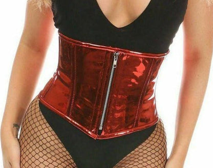Top Drawer Red Metallic PVC Steel Boned Mini Cincher