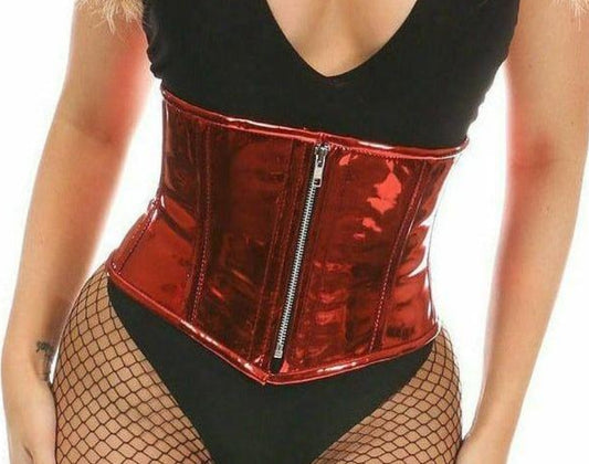 Top Drawer Red Metallic PVC Steel Boned Mini Cincher