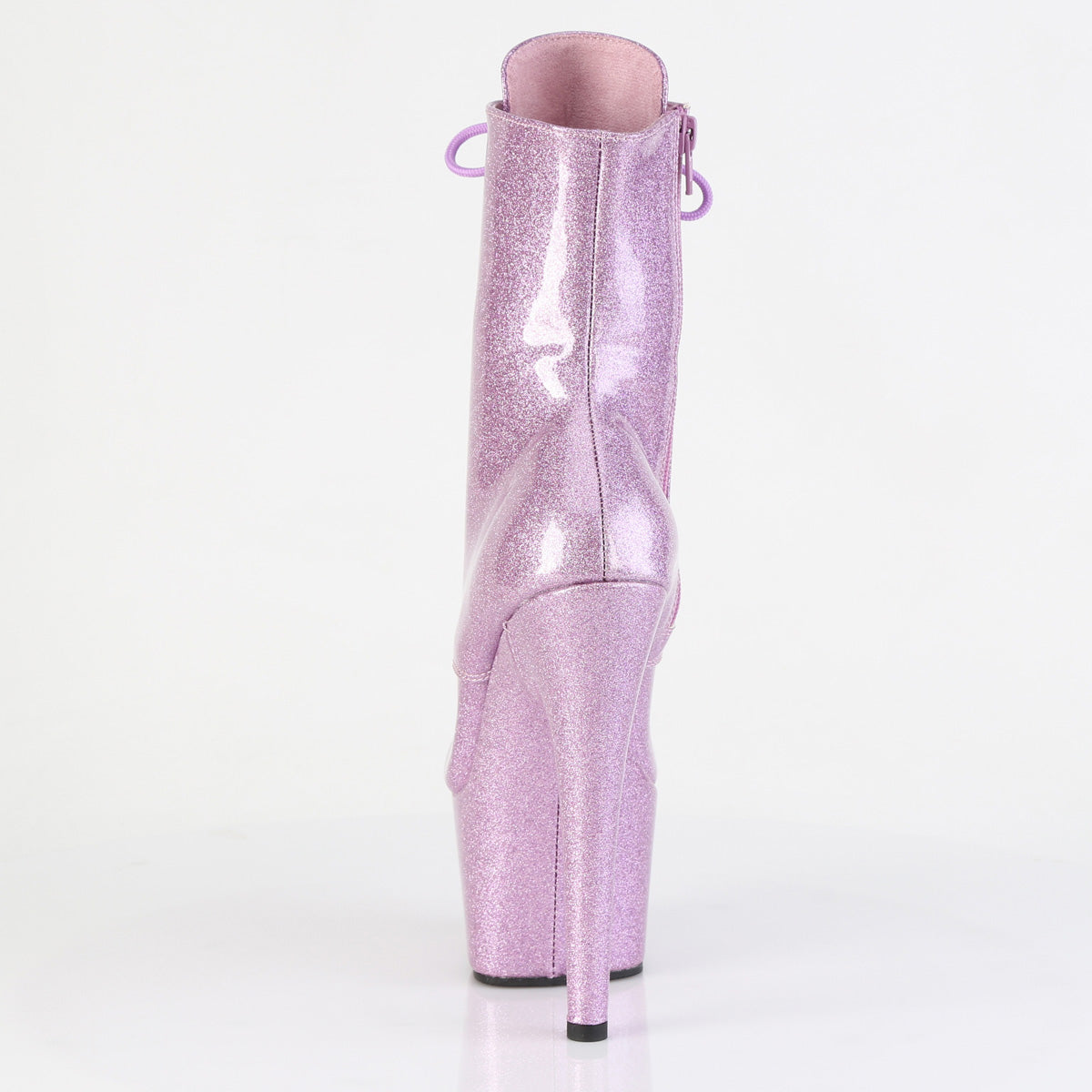 Pleaser  7" Heel Lilac Glitter Lace-Up Front Ankle Boot