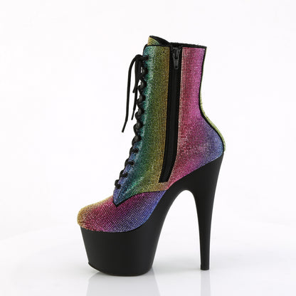 Pleaser- 7" Heel Rainbow Rhinestone Embellished Ankle Boot